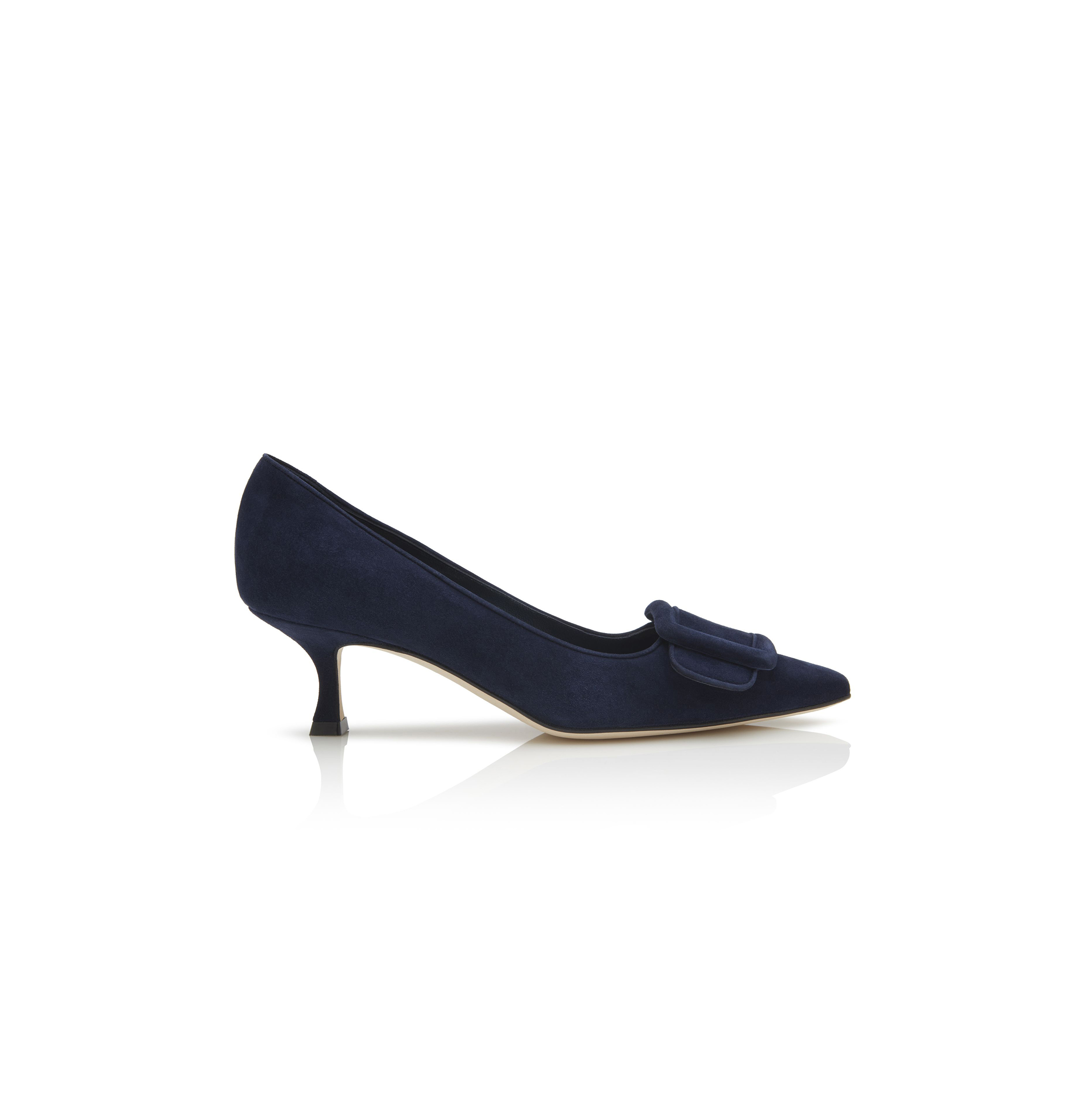 MANOLO BLAHNIK MAYSALEPUMP 50 NAVY BLUE SUEDE BUCKLE DETAIL PUMPS 219-0173-0008 MANOLO BLAHNIK MAYSALEPUMP 50 NAVY BLUE SUEDE BUCKLE DETAIL PUMPS 219-0173-0008